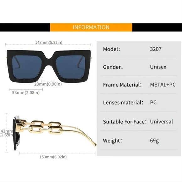 Square Sunglasses. Chain Temple UV Protection Sunglasses. Photos taken by me - Picture 6 of 11